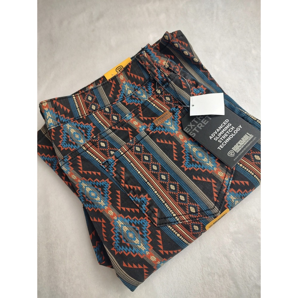 Rock & Roll Denim Women's Southwestern Print Flare Jeans Size 32x32